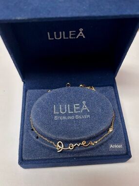14K Gold Plated Sterling Silver Anklet with Crystal Accent.  Two length choices!